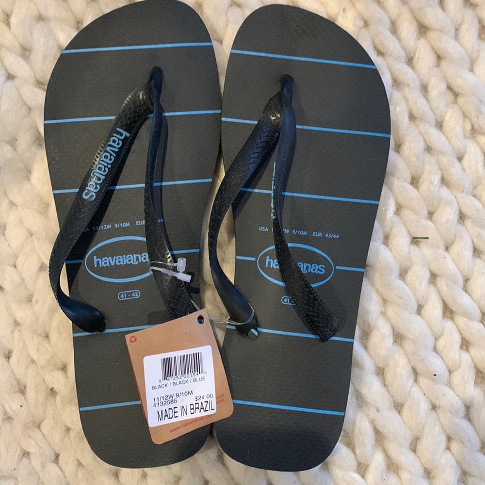 Navy blue coed flip flops. Size 11/12 Women 9/10 Mens